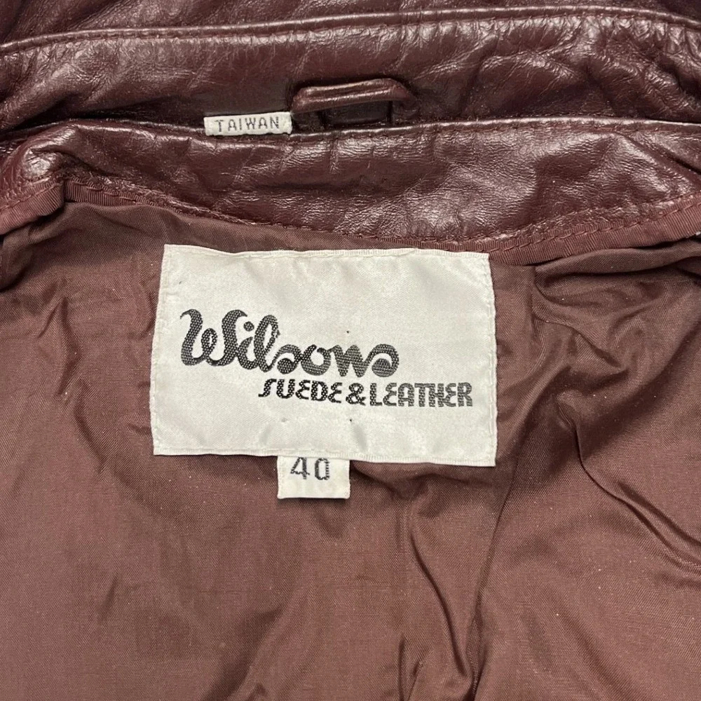 Wilsons Leather Bomber Jacket Mens 40 Burgundy Vintage Western 94530